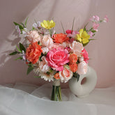 Artificial Wedding Bouquet Pink Orange Wildflower bridal bouquet